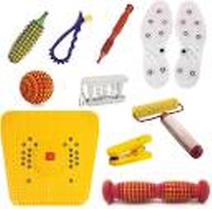 Deltakart RG205 Acupressure Massager & Exerciser Combo Sets kit With Power Foot Mat + Foot Roller (Pyramidal) & Bio-Magnetic Shoe Sole (Magneto-Therapy) (Cut to Size) Massager (Multicolor) price in India.