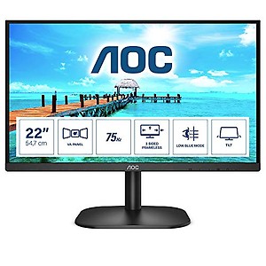 AOC 22B2H 21.5 Inch Ultra Slim LED Monitor Which is 3 Sided Frameless with Va Panel Hdmi/Vga Port, Full Hd, Free-Sync, 6.5 Ms Response Time, 75Hz Refresh Rate, Vesa Mount Support, Flicker-Free, Black price in India.