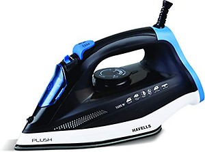 HAVELLS Plush 1600 W Steam Iron with Steam Burst, Vertical, Horizontal Ironing, Anti Drip, Self-Cleaning ,Anti Calc Technology & 2 Years Warranty. (Black) price in India.