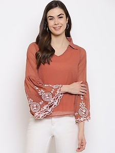 a-line dobby embroidered top