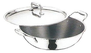 Vinod Platinum Triply Stainless Steel Kadai with lid 2.5 Litre (24 cm Dia) | 2.5mm Thick | 3 Layer Stainless Steel Cookware | 5 Year Warranty | Induction & Gas Base | Heavy Base price in India.