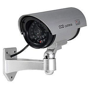 Orrda Realistic Looking Dummy Security CCTV Fake Bullet Camera With Flashing LED Light Indication, Silver price in India.