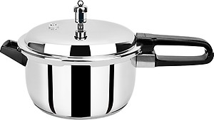 Pristine 18/8 Stainless Steel Tri Ply Induction Base Outer Lid Pressure Cooker (5 litres, Silver) ISI Marked price in India.