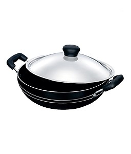 Pigeon by Stovekraft Induction Base Non-Stick, Aluminium Kadai-200 IB with Lid/Dia 22.6cm, Red price in India.