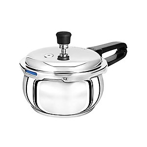 Pristine 18/8 Stainless Steel Tri Ply Induction Base Outer Lid Handi Pressure Cooker with Tadka Pan- 280ml(1.5 litres, Silver) ISI Marked price in India.