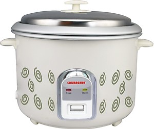 SOWBAGHYA 1.8L Rice Cooker with Inner Pot, White | Digital Rice Cooker | with Steam & Rinse Basket | Stainless Steel | One-touch Operation and Keep Warm Function price in India.