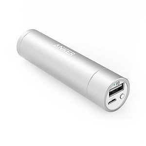Anker Astro Mini 2600mAh - Ultra-Compact Lipstick Size External Battery Pack Charger for Apple: iPhone 5 4S 4 3GS (Lightning Cable not Provided for iPhone 5) iPod; Most Android Phones: Samsung Galaxy Note Galaxy S3 Galaxy S2 Galaxy Nexus / HTC One X One S Sensation G14 ThunderBolt / Nokia N9 Lumia 920 900; GoPro - Silver [Stylish and Tiny 3.50 x 0.91 x 0.91 inch Dimensions] price in India.