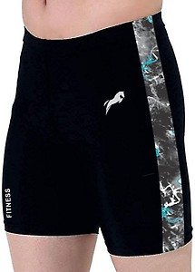 Printed Men Reversible Black Swim Shorts