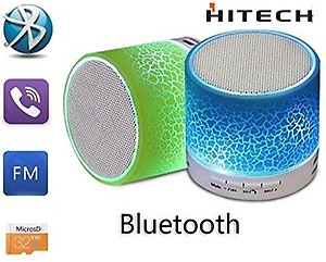 HI-TECH Wireless Mini LED Lights Bluetooth Speaker - Microphone & MicroSD Slot price in India.