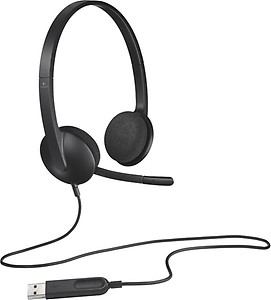 Logitech H340 Stereo Wired Over Ear Headphones With Mic With Noise-Cancelling, Usb, Pc/Mac/Laptop - Black price in India.