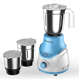 Crompton DS 500W Mixer Grinder with Powertron Motor & Motor Vent-X Technology (3 Stainless Steel Jars, Sky Blue) price in India.
