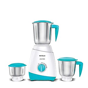 ASPRO 500 Watt Mixer Grinder with 3 Stainless Steel Jar (White & Light Blue) with 5 year motor warranty price in India.