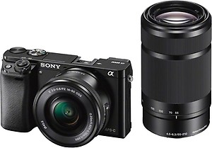 Sony ILCE-6000Y (with 16–50 mm & 55–210 mm Zoom Lens) Mirrorless Camera (Black) price in India.