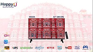 HAPPYU 80 cm (32 Inches) HD Ready Smart Android LED TV HA32S (Black) price in India.