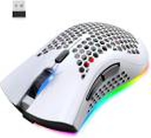 Tobo Wireless Gaming Mouse Honeycomb with 7 Button Multi RGB Backlit Perforated Ergonomic Shell Optical Sensor Adjustable DPI Rechargeable Battery USB Receiver for PC Mac Gamer (Black)-(TD-624KM) price in India.