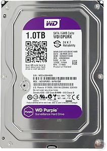 WD Purple 1 TB Surveillance Systems Internal Hard Disk Drive (HDD) (WD10PURX-64E5Y0)  (Interface: SATA, Form Factor: 3.5 inch) price in India.