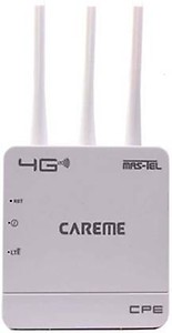 CareME 3X Antenna 300Mbps Wireless 4G LTE, Plug and Play 300 Mbps 4G Router  (White, Dual Band) price in .