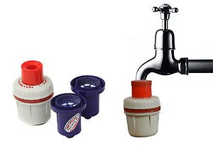 Aqua Gold Tap Filter with Extra Candle - Tap Filter with 2 Extra Candle, Pack of 1 Filter + 2 Cartridges, Alkaline, White price in India.