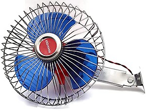 Imported Genuine 6 Inches 12 Volt DC High Speed Round Shape Desk Fan Easy to fix in multy varient With 12 Volt 1.5 Ampere Adapter + Female Cable (MULTICOLOR) (PACK OF 1) price in India.