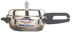 Gandhi Appliances Butterfly BL-3.5L Blue Line Wider Stainless Steel Pressure Cooker, 3.5-Liter