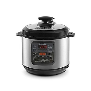 Borosil Instacook 6 L Electric Stainless Steel Pressure Cooker | 12 Digitized Indian Cooking Programs | 15 Hour Delay Timer | One Touch Instat Cooking | Idli Maker, Rice Cooker | 2 Year Warranty price in India.