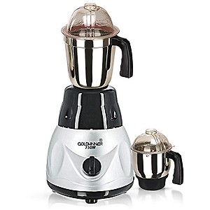 Goldwinner MFBKSLEP21 600-Watt Mixer Grinder with 2 Jars (1 Wet Jar and 1 Chutney Jar) - BlackSilver Make in India (ISI Certified) price in India.