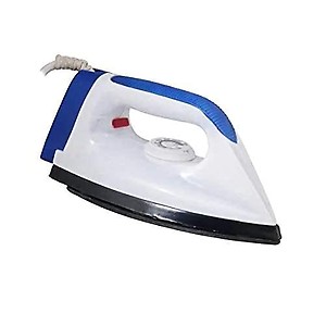 TRIKUTA 750W Dry Iron Blue and White lightweight Automatic nonstick Soleplate With LED Indicator_B08-M1 price in India.