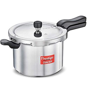 Prestige Svachh Aluminium Outer Lid Pressure Cooker, With Spillage Control, 5L, Silver price in India.