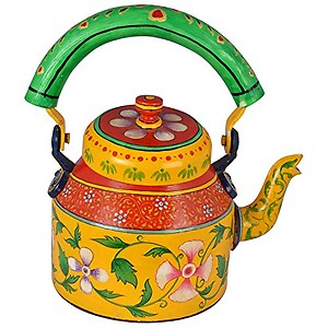 Kaushalam Hand Painted Chai Kettle Colourful Tea Pot Designer Ketli for Chai Coffee Handcrafted Kettle for Decoration Gift Diwali, 1000ml price in India.