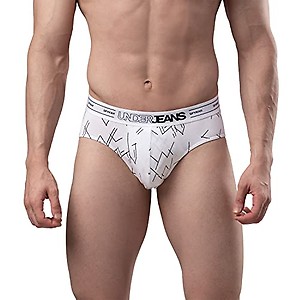 Underjeans White Cotton Brief for Mens - Pack of 2