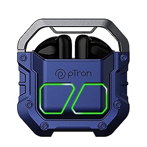 PTron Bassbuds Xtreme in Ear Bluetooth Truly Wireless in Ear Earbuds with mic, 32Hrs Playtime, BT5.3, 13mm Driver, Stereo Calls, DeepBass, Touch Control, Zany Case & Type-C Fast Charging (Blue/Black)