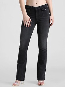 Only Black Blended Flared Fit Mid Rise Jeans