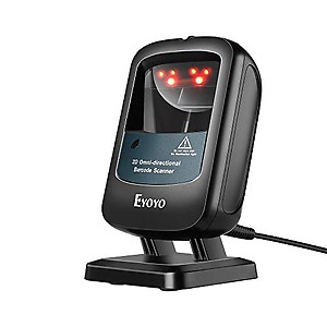 Eyoyo 2D Hands-Free Barcode Scanner, Omnidirectional USB Wired Desktop Barcode Reader 1D 2D PDF417 Data Matrix Bar Code Reader with Automatically Scanning for Retail Store Supermarket Mall Business price in India.