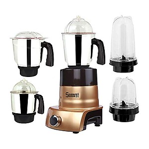 Sunmeet Gold Color 800Watts Mixer Grinder with 2 Bullet Jar Plus 3 Steel 2019 PST-G-TA price in India.