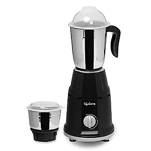 Lifelong 500 Watt Duos Mixer Grinder, 2 Stainless Steel Jar (Liquidizing and Chutney Jar)| ABS Body, Stainless Steel Blades, 3 Speed Options with Whip (1 Year Warranty, Black)