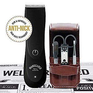 Manscaped Men's Bathroom Toiletry Grooming Tools with Trimmer and Stainless steel, 5 piece Nail Kit + Disposable Shaving Mats, Battery Powered price in India.