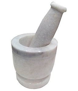RM White Marble 4inch Mortar and Pestle Set Indian Kitchen Utensil Mortar and Pestle Set - Stone Bowl For Crushing Herbs, Pesto, Paste Great, Thai & Italian Seasoning Heavy Duty, Unpolished price in India.