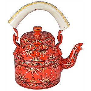 Kaushalam Hand Painted Tea Kettle Indian Traditional Tea Pot Decorative Kettle for Home Décor Handicraft Kettle for Table Top Café Décor, 750ml price in India.
