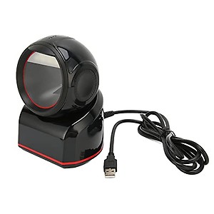 Barcode Scanner 1D, QR Barcode Reader ABS Material 617nm Red LED Plug and Play for Supermarkets price in India.
