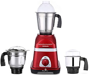 Goldwinner Triaa 1000W Mixer Grinder with 3 Stainless Steel Jars (1 Wet Jar, 1 Dry Jar and 1 Chutney Jar), Red.Make in India price in India.