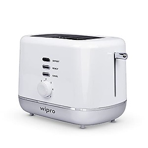 Wipro Vesta Bread Toaster 800-Watt Auto Pop-up with Removable Crumb Tray, 7 Browning Levels with Defrost and Pre Heat Function (White), Standard (VA021020) price in India.