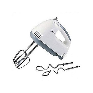 Milindi Sales 260 WATT Electric Hand Mixer, Egg Beater and Blenders with Chrome Beater 7 Speed Control, White price in India.