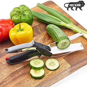 Shop Online Clever Cutter 2-in-1 Food Chopper - Replace Your Kitchen Knives and Cutting Boards (Multicolore) price in India.