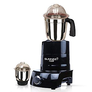 Sunmeet PSTBLK21 750-Watt Mixer Grinder with 2 Jars (1 Dry Jar and 1 Chutney Jar) - Black Made in India (ISI Certified) price in India.
