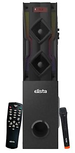 Elista ST-8000 80W Bluetooth Tower Speaker with USB/FM/AUX | Fully Functional Remote | Vibrant Multi-Color RGB Lights | Karaoke Support | Powerful 8 inch Sub-woofer | with Cordless Mic | price in India.