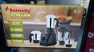Butterfly Stallion Mixer Grinder, 750Watts, 4jars, 5years Motor Warranty, Ink Blue, Stainless Steel price in India.