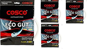 COSCO Eco Gut Badminton String (Pack of 4) 0.7 Badminton String - 10 m (White)