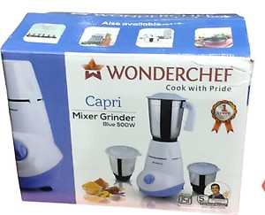 Wonderchef Platinum 550W Mixer Grinder | 3 leak-proof stainless steel Jars with secure lids | Powerful 550W motor | 3-Speed & Pulse Function | Anti Skid Feets | 5 years warranty on motor | Black & Red price in India.