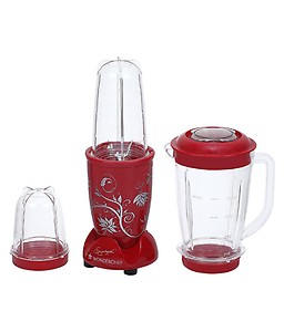 Wonderchef Nutri-blend 400 W With 3 Jars Juicer Mixer Grinder (Red) price in India.