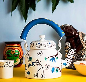 iHandikart Hand Painted Designer Aluminium Kettle for Tea/Coffee, Home Décor& Gift Purpose. Capacity 1 L, Size 8.5"x5.5"x8.5"(IHK5080) price in India.